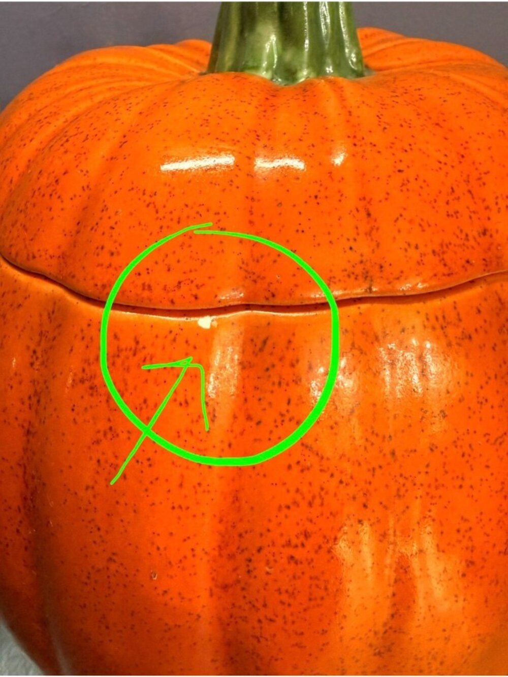 Vintage 1980s Ceramic Pumpkin Jack-o-Lantern With Lid - Picture 9 of 16